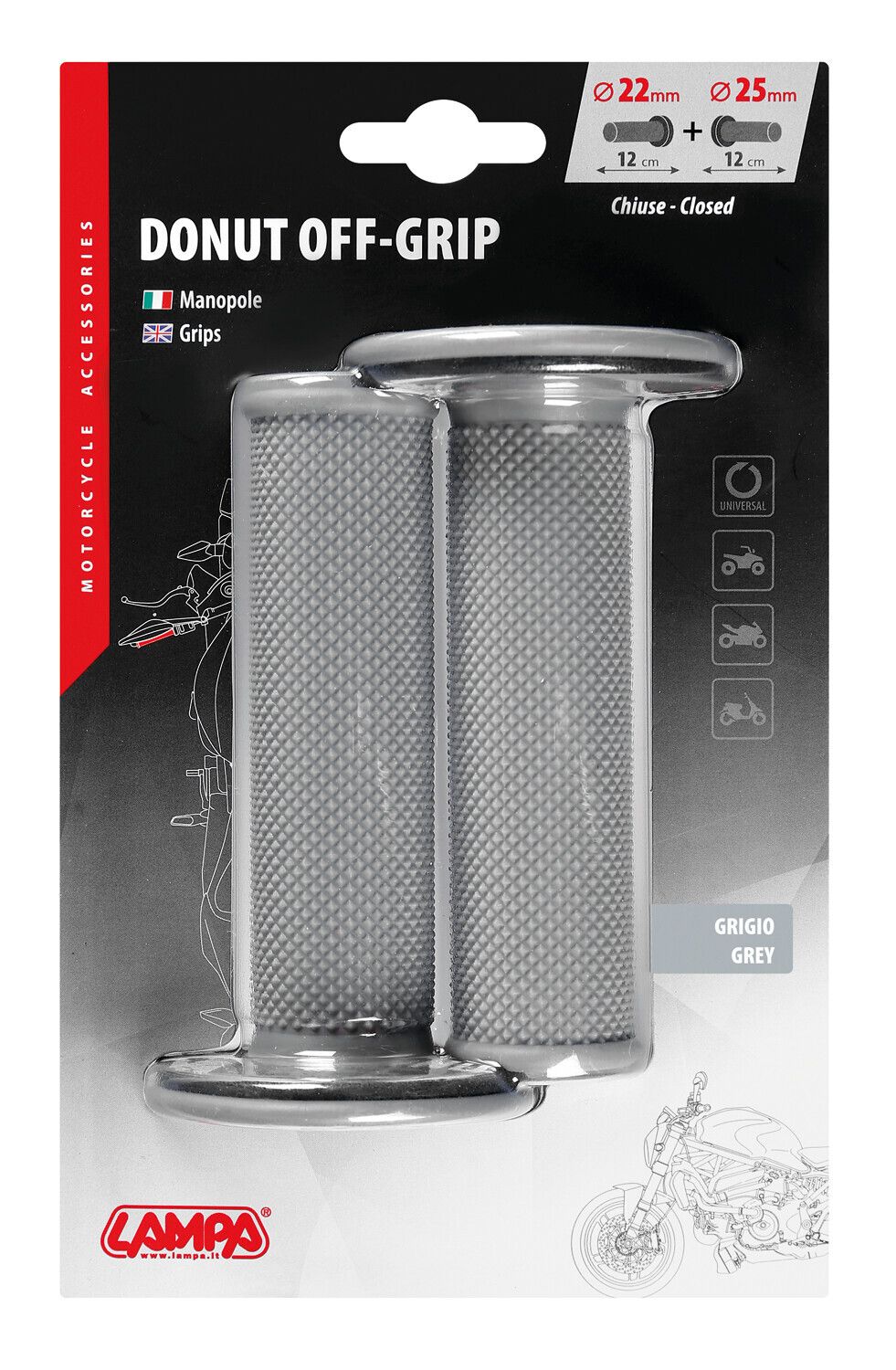 Donut Off-Road Grips, manopole universali - Grigio - Grigio - Image 3