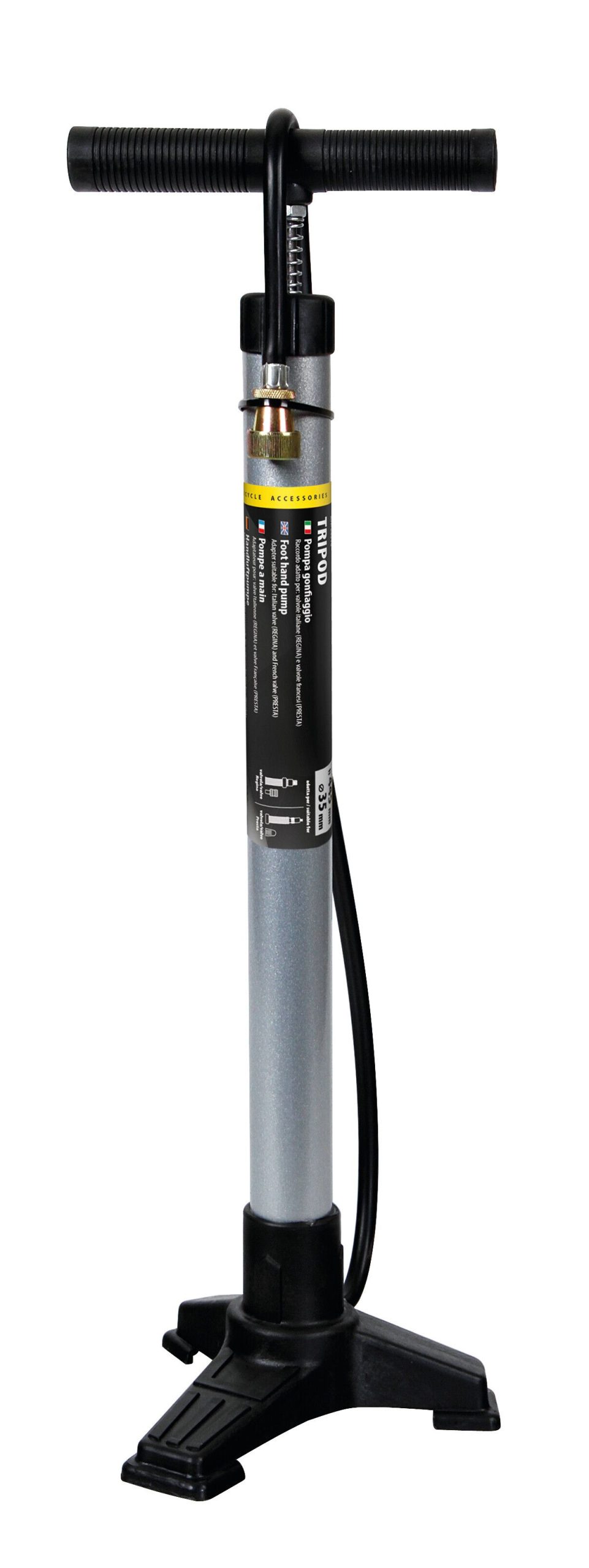 Pompa gonfiaggio tre-piedi in acciaio - H 440 mm - Ø 35 mm