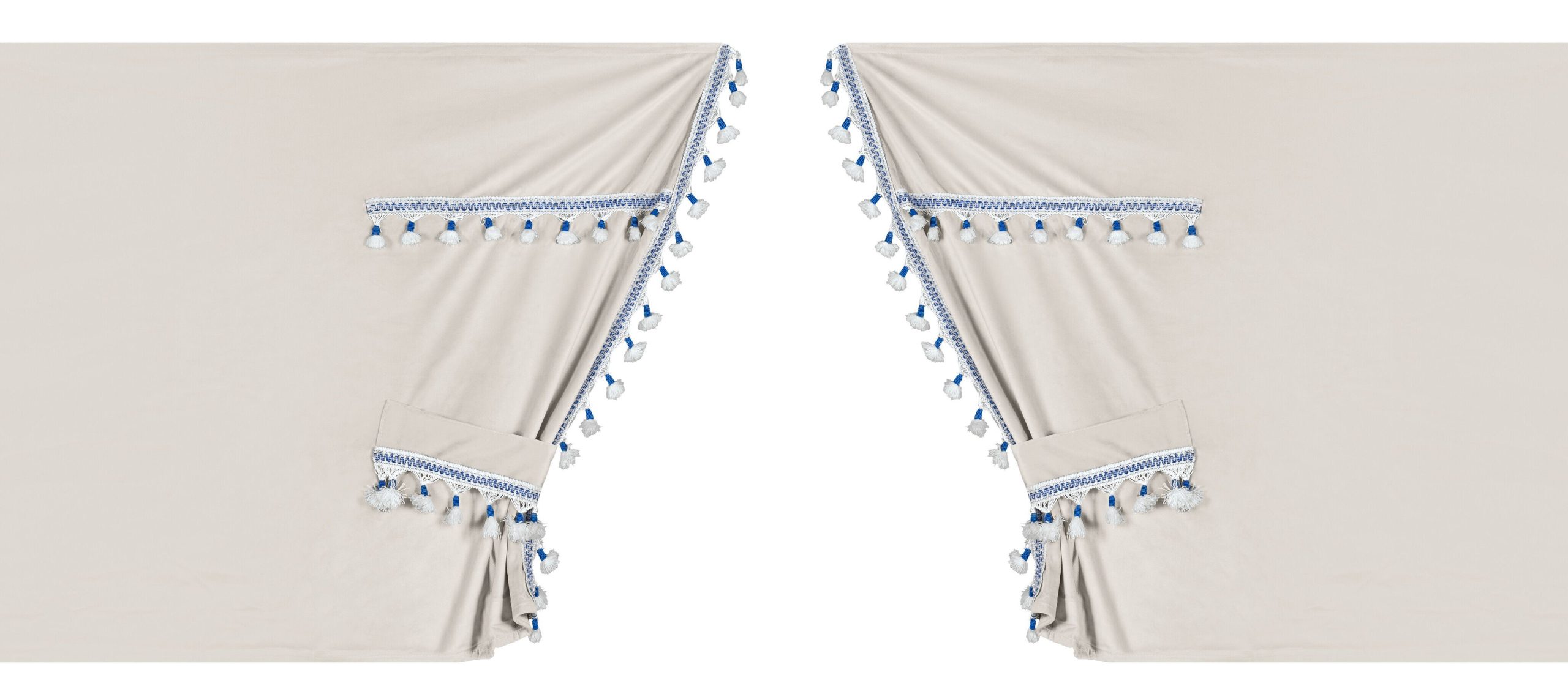 Luxury Smart, set tende in poliestere per camion - Panna/Blu