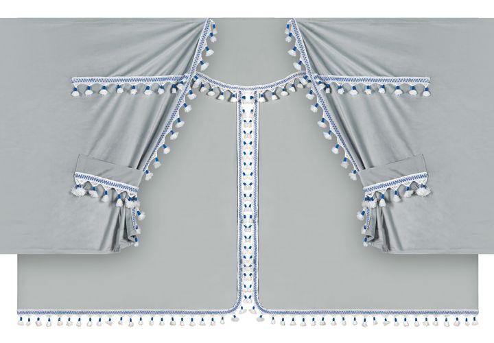 Luxury Pro-Cabin, set tende in poliestere per camion - Argento/Blu