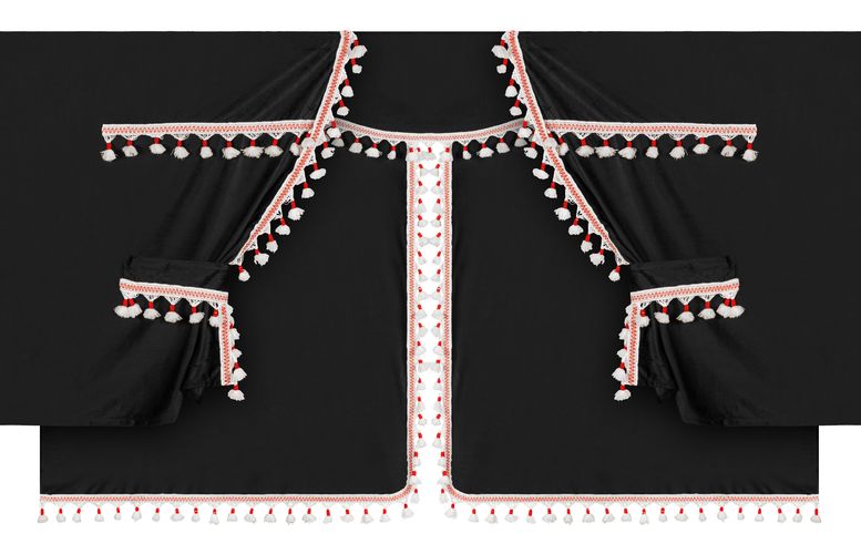 Luxury Pro-Cabin, set tende in poliestere per camion - Nero/Rosso