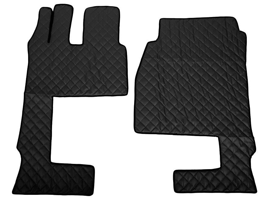 Coppia tappeti in Skeentex - Nero - compatibile per Mercedes Actros MP4 (09/11>09/19) cabina larga, sedile pass. pieghevole, tunnel - Mercedes Actros MP5 (10/19>) cabina larga, sedile pass. pieghevol