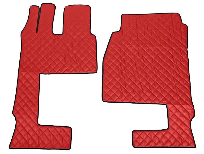 Coppia tappeti in Skeentex - Rosso - compatibile per Mercedes Actros MP4 (09/11>09/19) cabina larga, sedile pass. pieghevole, tunnel - Mercedes Actros MP5 (10/19>) cabina larga, sedile pass. pieghevo