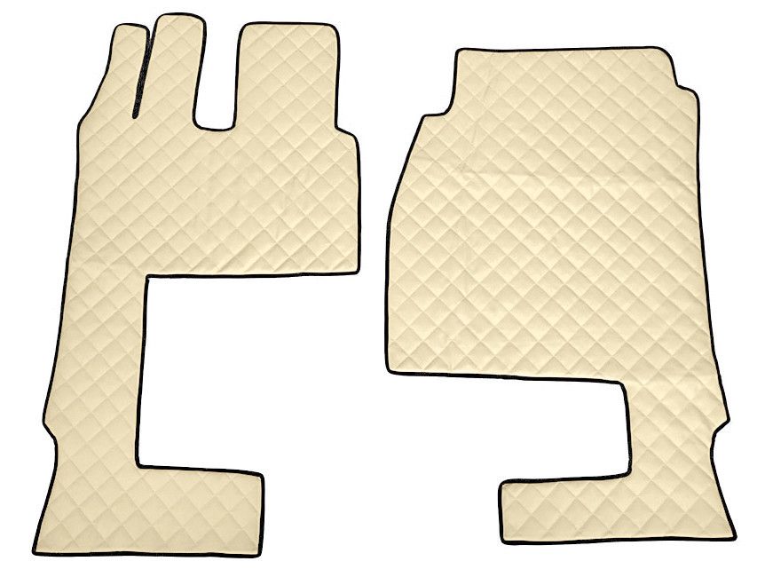 Coppia tappeti in Skeentex - Panna - compatibile per Mercedes Actros MP4 (09/11>09/19) cabina larga, sedile pass. pieghevole, tunnel - Mercedes Actros MP5 (10/19>) cabina larga, sedile pass. pieghevo