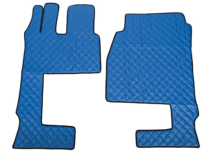 Coppia tappeti in Skeentex - Blu - compatibile per Mercedes Actros MP4 (09/11>09/19) cabina larga, sedile pass. pieghevole, tunnel - Mercedes Actros MP5 (10/19>) cabina larga, sedile pass. pieghevole
