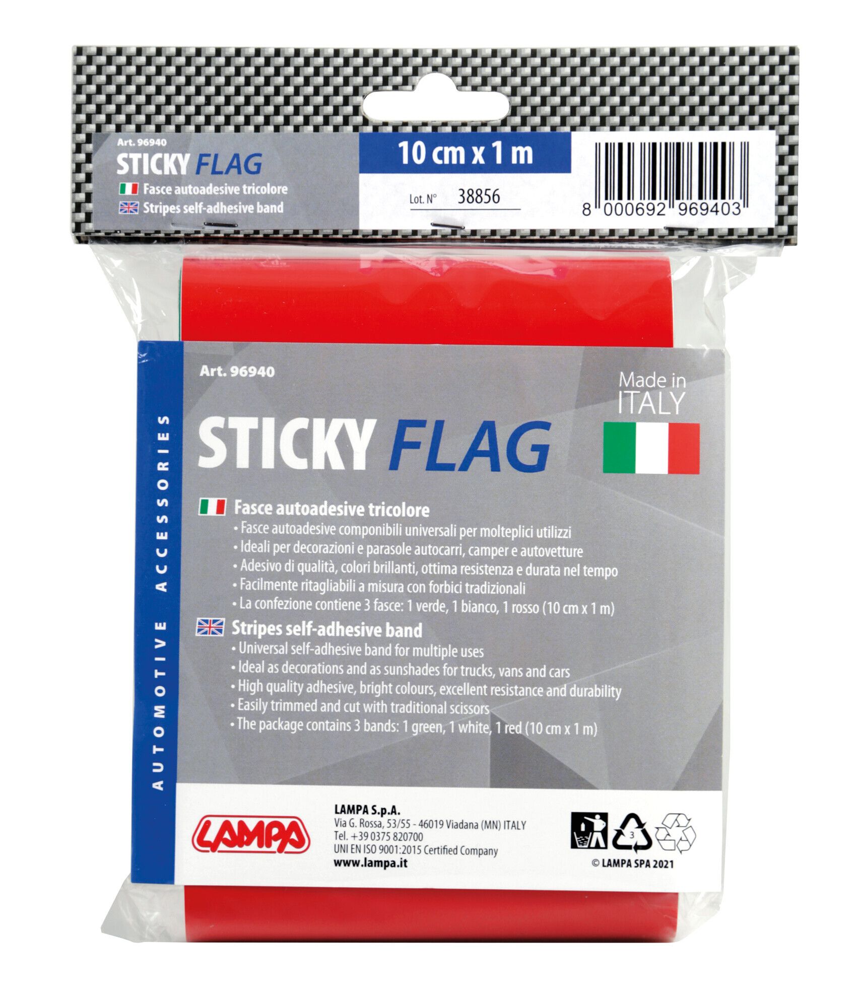 Sticky Maxi-Flag, fascia autoadesiva tricolore Italia - 100x10 cm - Image 5