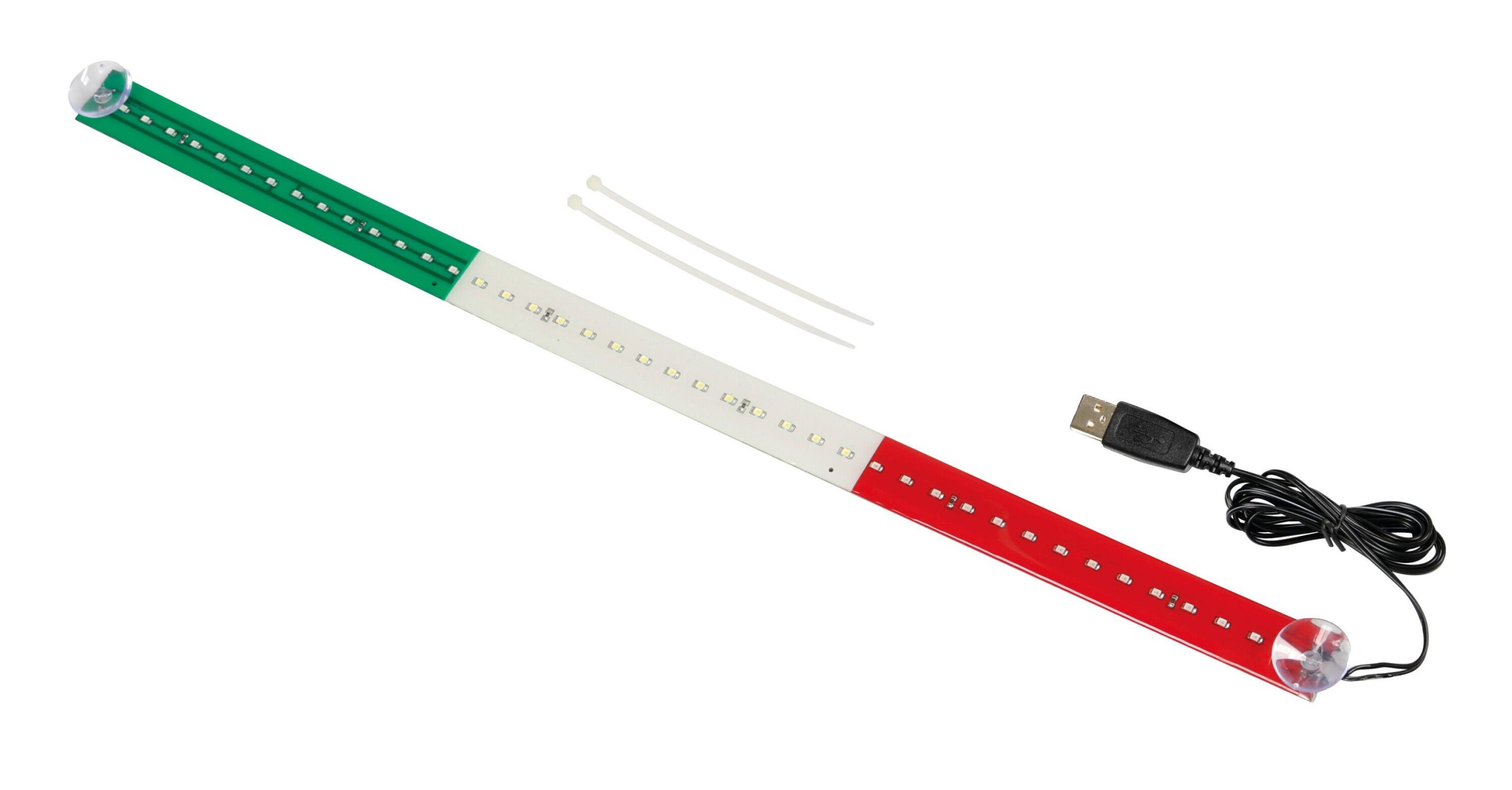 Bandiera luminosa 60 cm, 42 Led, USB - Italia