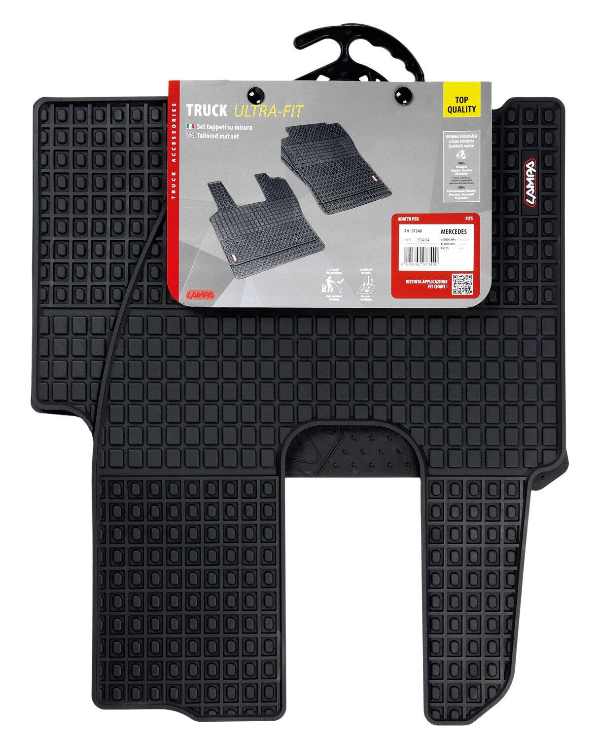 Coppia tappeti su misura in Eco Gomma - compatibile per Mercedes Actros MP4 (09/11>09/19) - Mercedes Antos (09/12>) - Mercedes Actros MP5 (10/19>) - Mercedes Actros MP5 L (11/21>) - Mercedes Actros L - Image 3