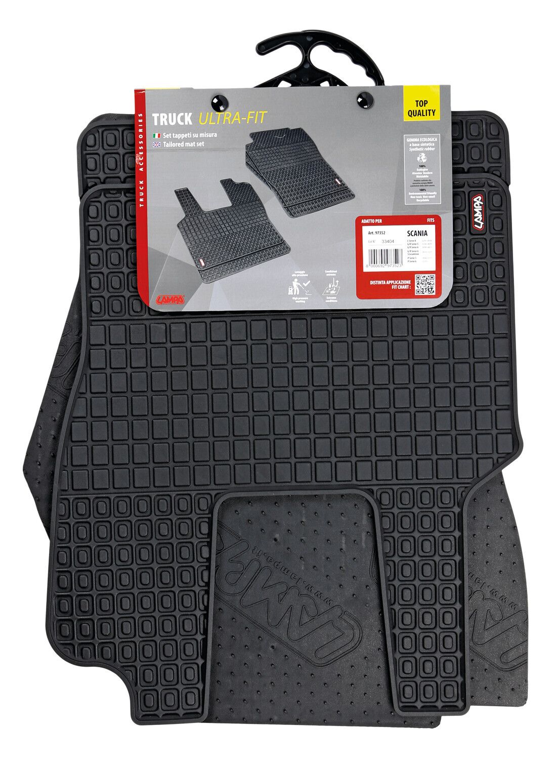 Coppia tappeti su misura in Eco Gomma - compatibile per Scania G Serie 5 (03/04>08/09) - Scania G Serie 6 (09/09>08/13) - Scania G Serie 6 - Streamline (09/13>12/17) - Scania L Serie 4 (02/95>09/04) - Image 4