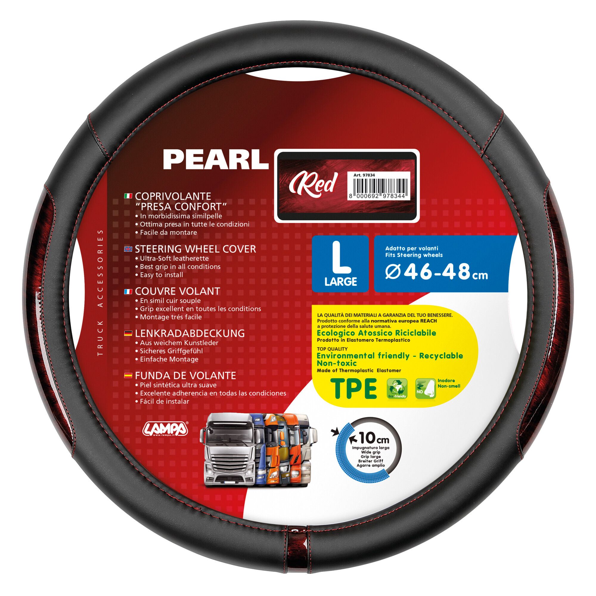 Pearl Red, coprivolante in Skeentex - L - Ø 46/48 cm