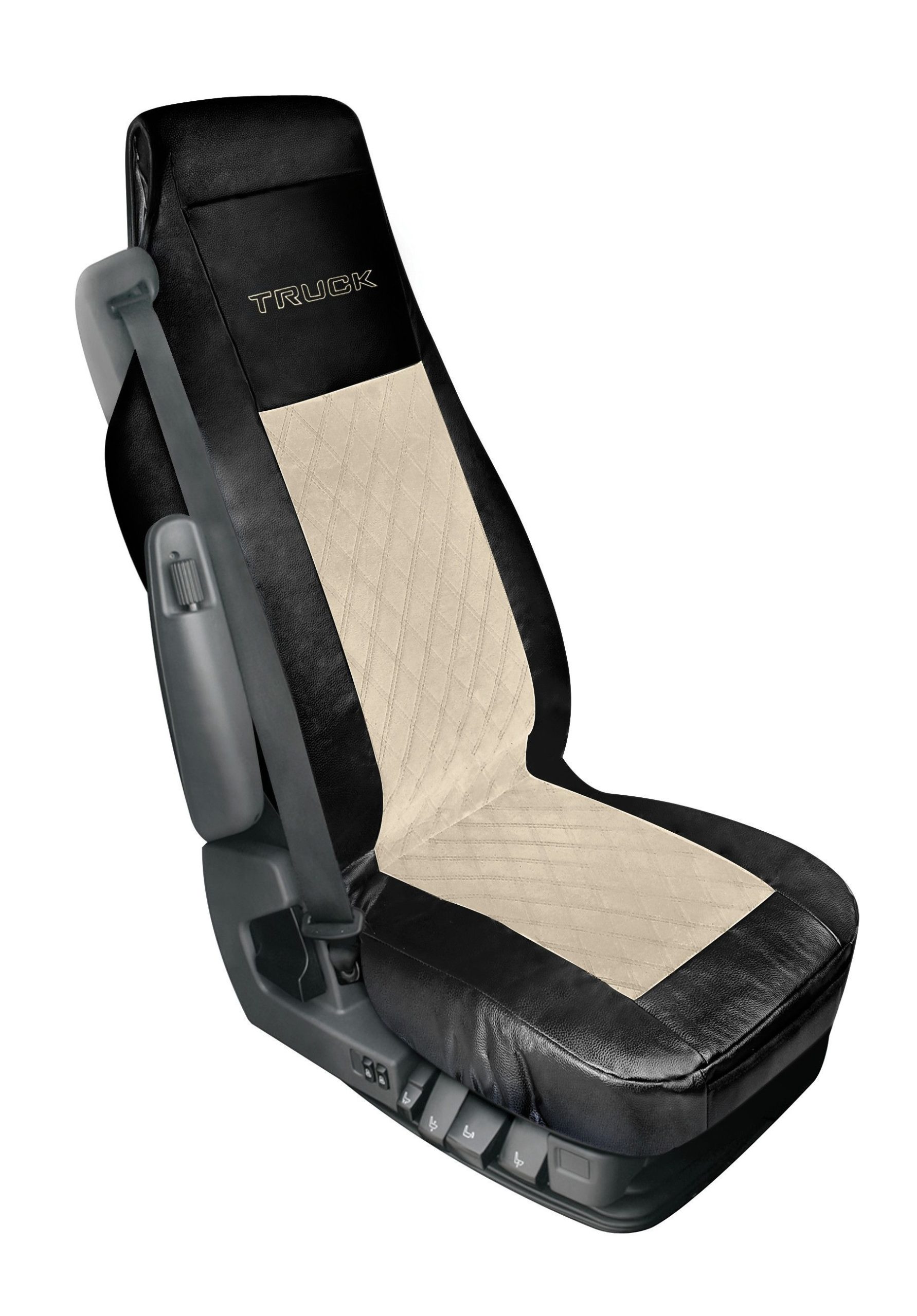 Mirian, coprisedile in Skeentex e suede trapuntato - Nero/Panna