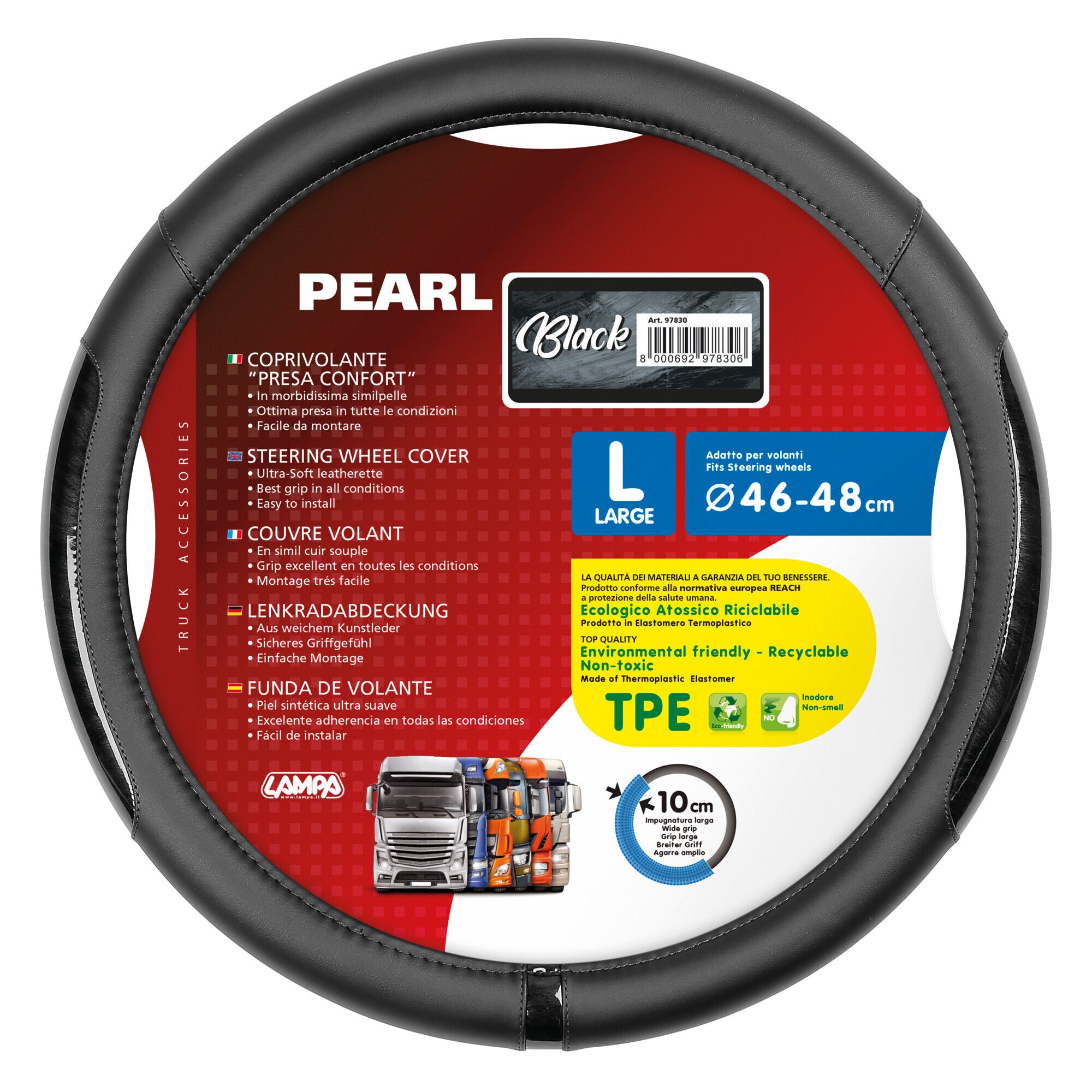 Pearl Black, coprivolante in Skeentex - L - Ø 46/48 cm