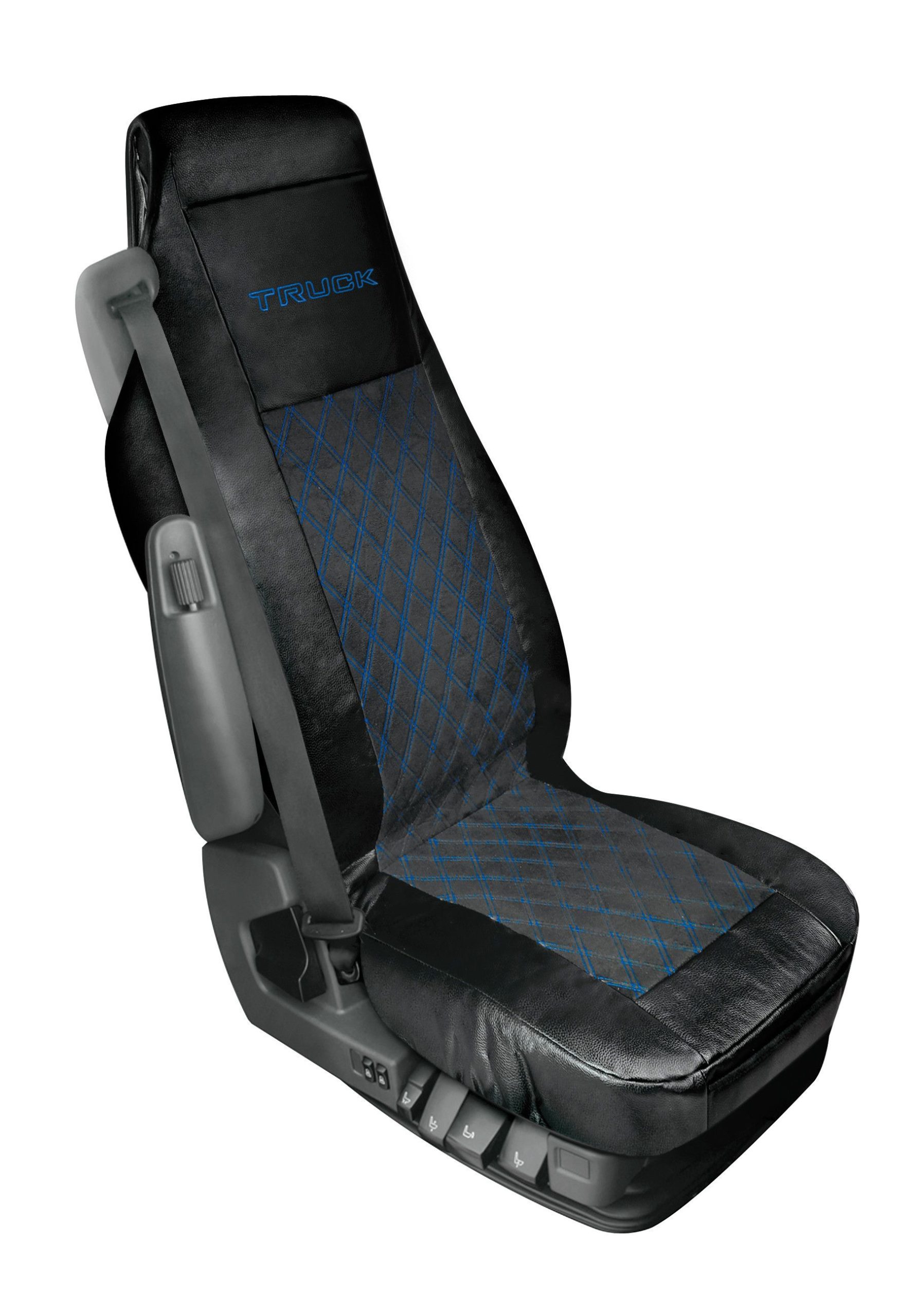 Mirian, coprisedile in Skeentex e suede trapuntato - Nero/Blu