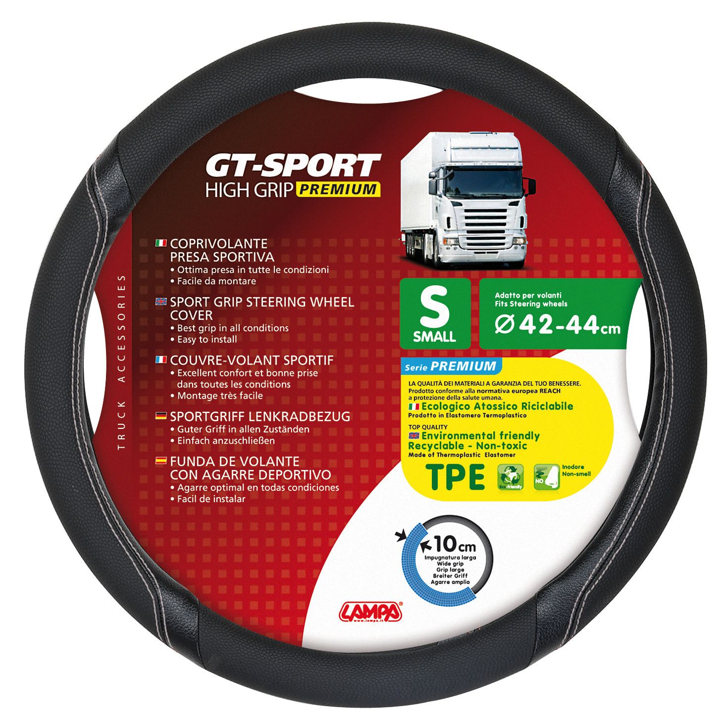 GT-Sport, coprivolante in Skeentex - S - Ø 42/44 cm - Nero/Argento