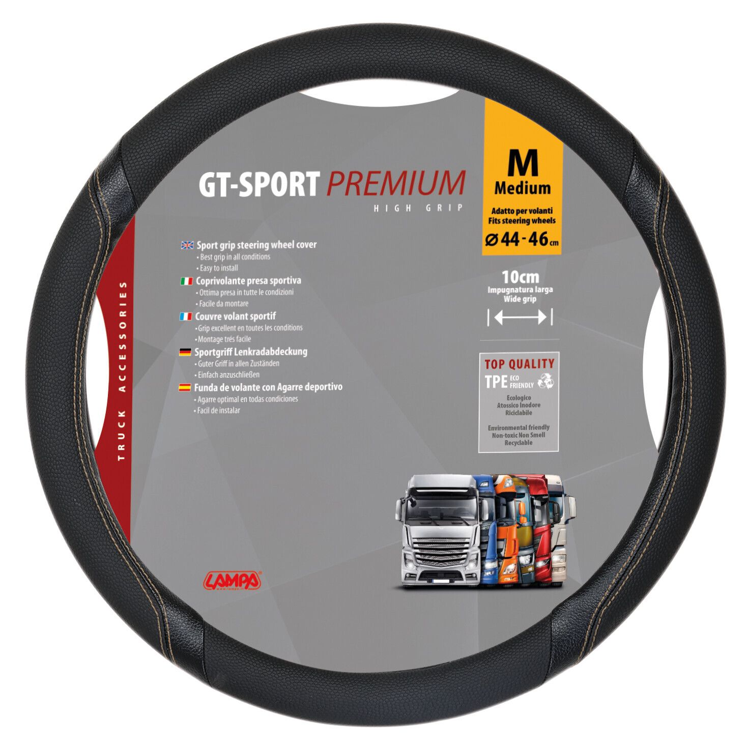 GT-Sport, coprivolante in Skeentex - M - Ø 44/46 cm - Nero/Beige