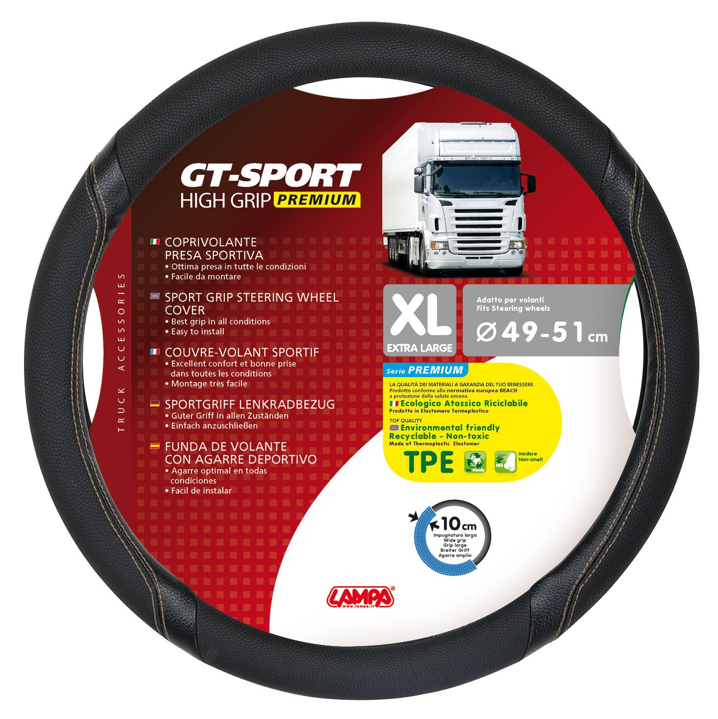GT-Sport, coprivolante in Skeentex - XL - Ø 49/51 cm - Nero/Beige