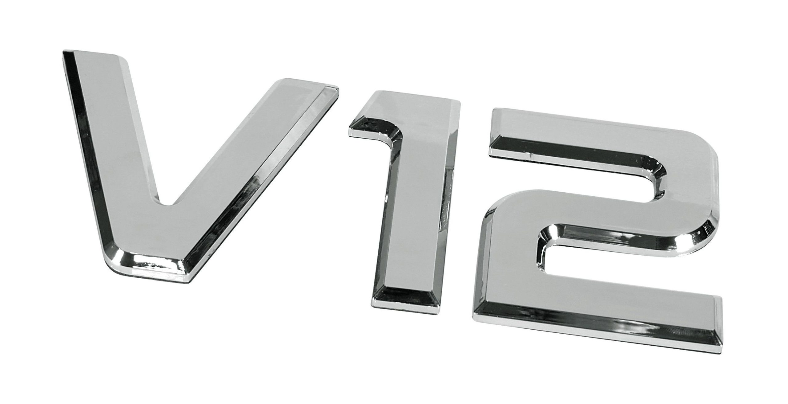 Emblemi motore 3D cromati - 92x210 mm - V12