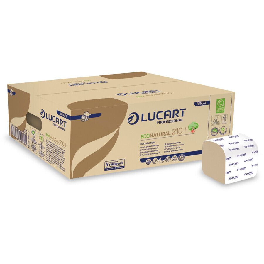 Carta igienica interfogliata - Lucart Econatural 210 I - 2 veli, Avana, 210 fogli - Conf. 40 pacchetti