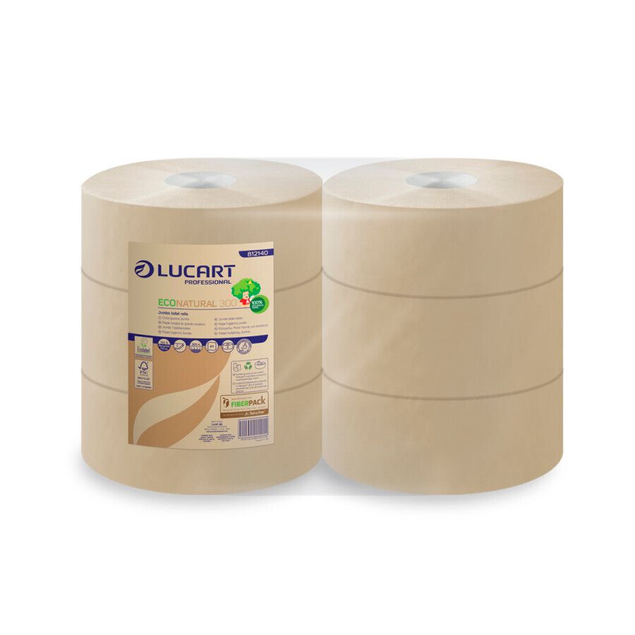 Carta igienica Lucart Econatural 360 Jumbo - 2 veli, 811 strappi - Conf. 6 rotoli
