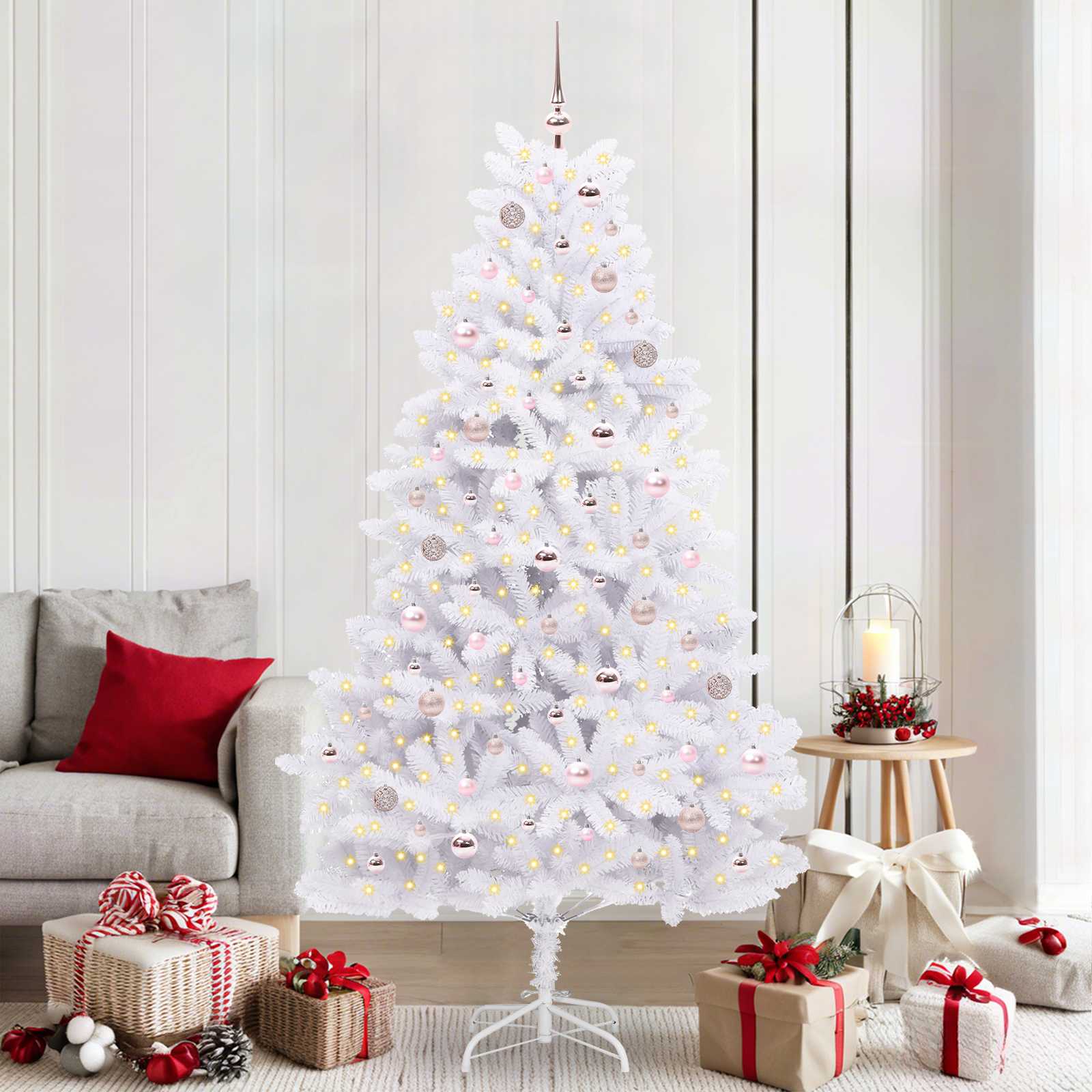 Albero Di Natale Artificiale Con Rami Pieghevoli Bianco 210 cm