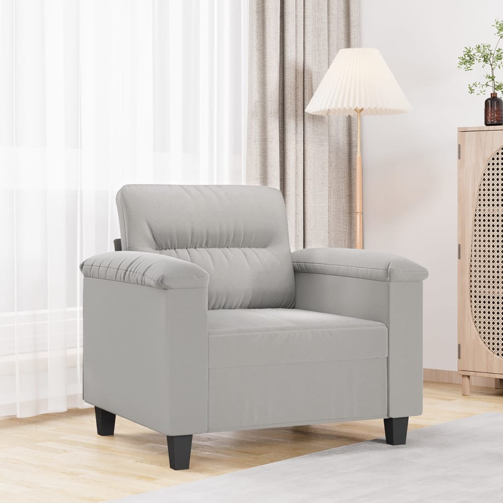 Poltrona Grigio Chiaro 60 Cm In Tessuto Microfibra