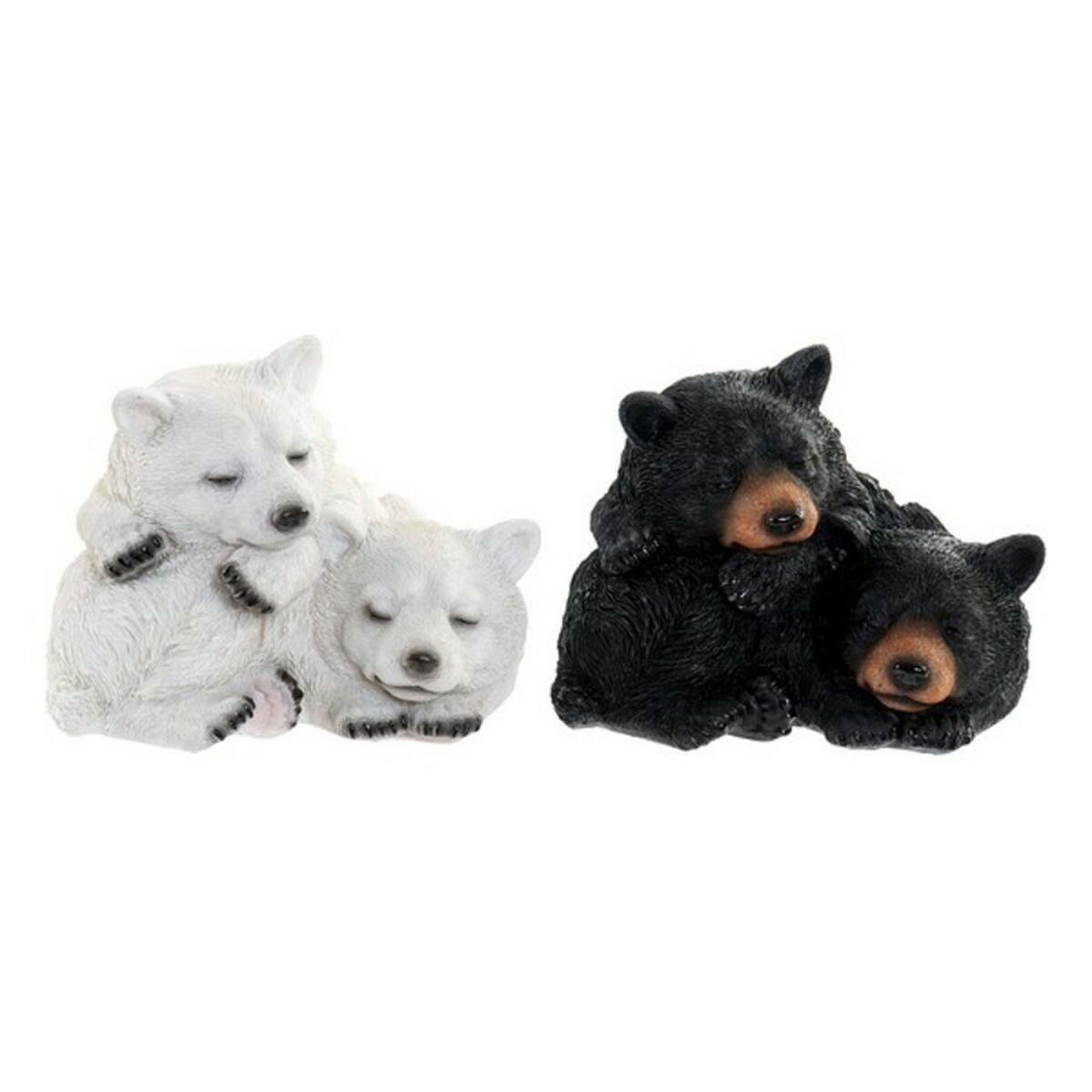 Statua Decorativa Dkd Home Decor Bianco Nero 14,5 X 14,5 X 11 Cm Resina (2 Unità)