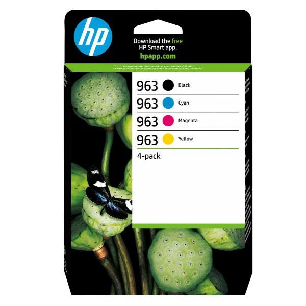 HP Confezione da 4 cartucce di inchiostro nero, ciano, magenta, giallo originali 963 (HP 963 CMYK ORIGINAL INK - CARTRIDGE 4-PACK)