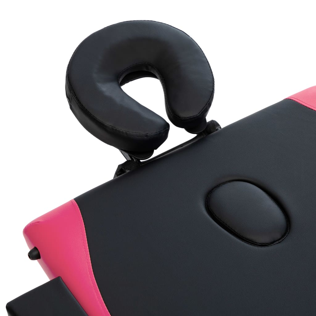 Lettino Massaggio Pieghevole A 3 Sezioni Legno Nero E Rosa - Image 5