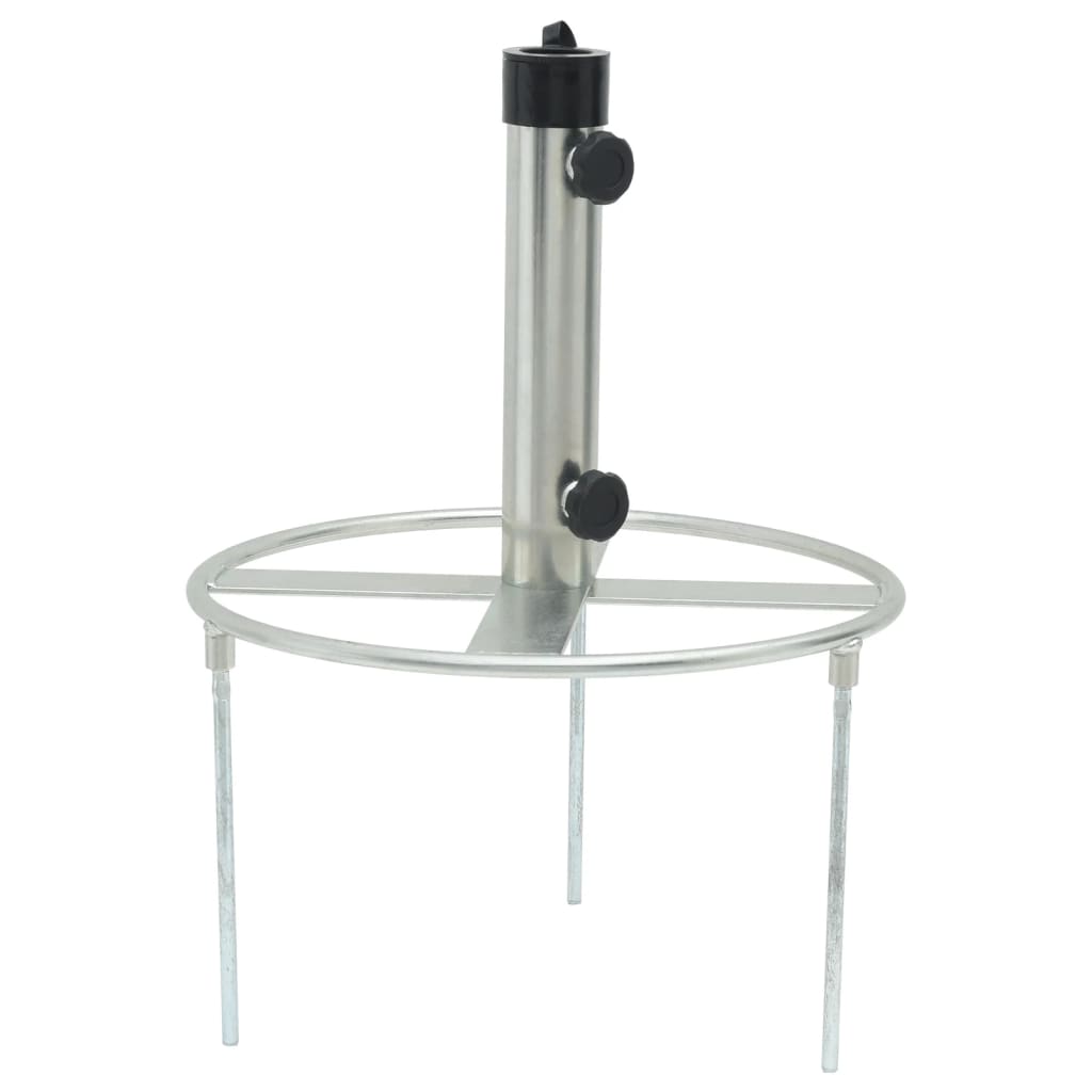 Base Per Ombrellone Con Picchetti Per Ø38/48 Argento In Acciaio