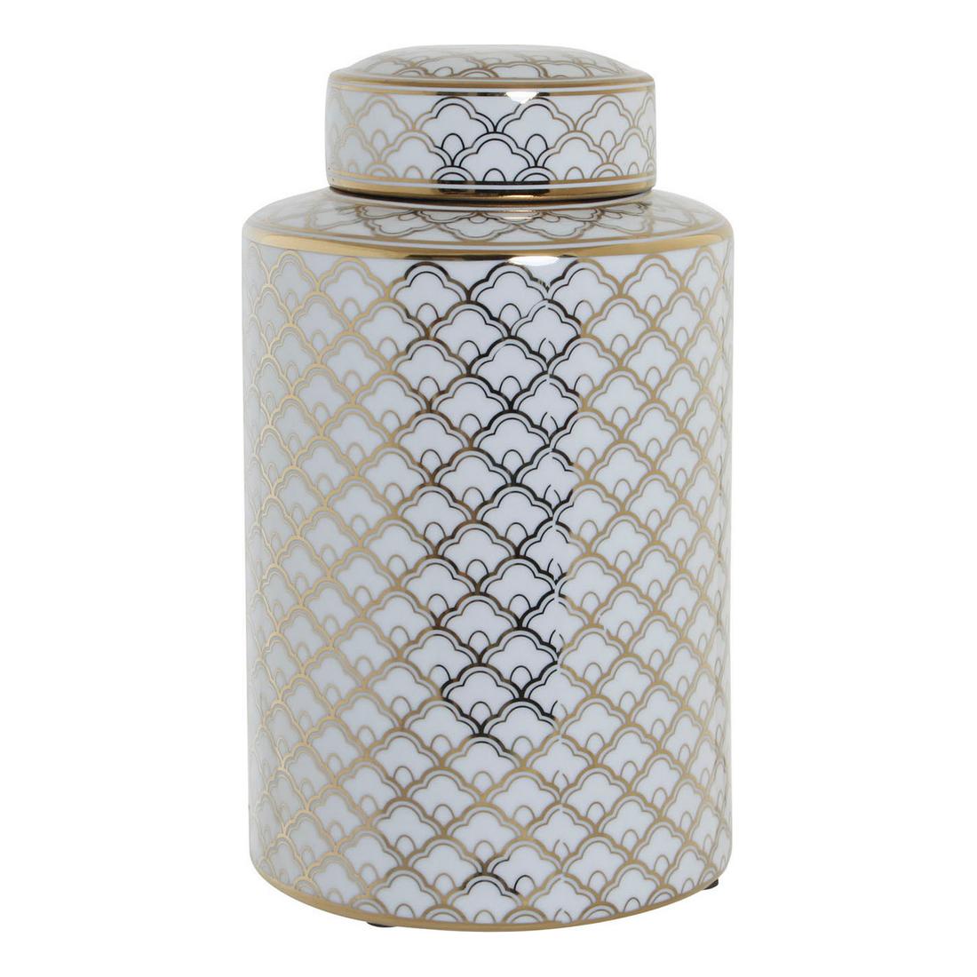 Vaso Dkd Home Decor 18 X 18 X 30,5 Cm Porcellana Dorato Bianco