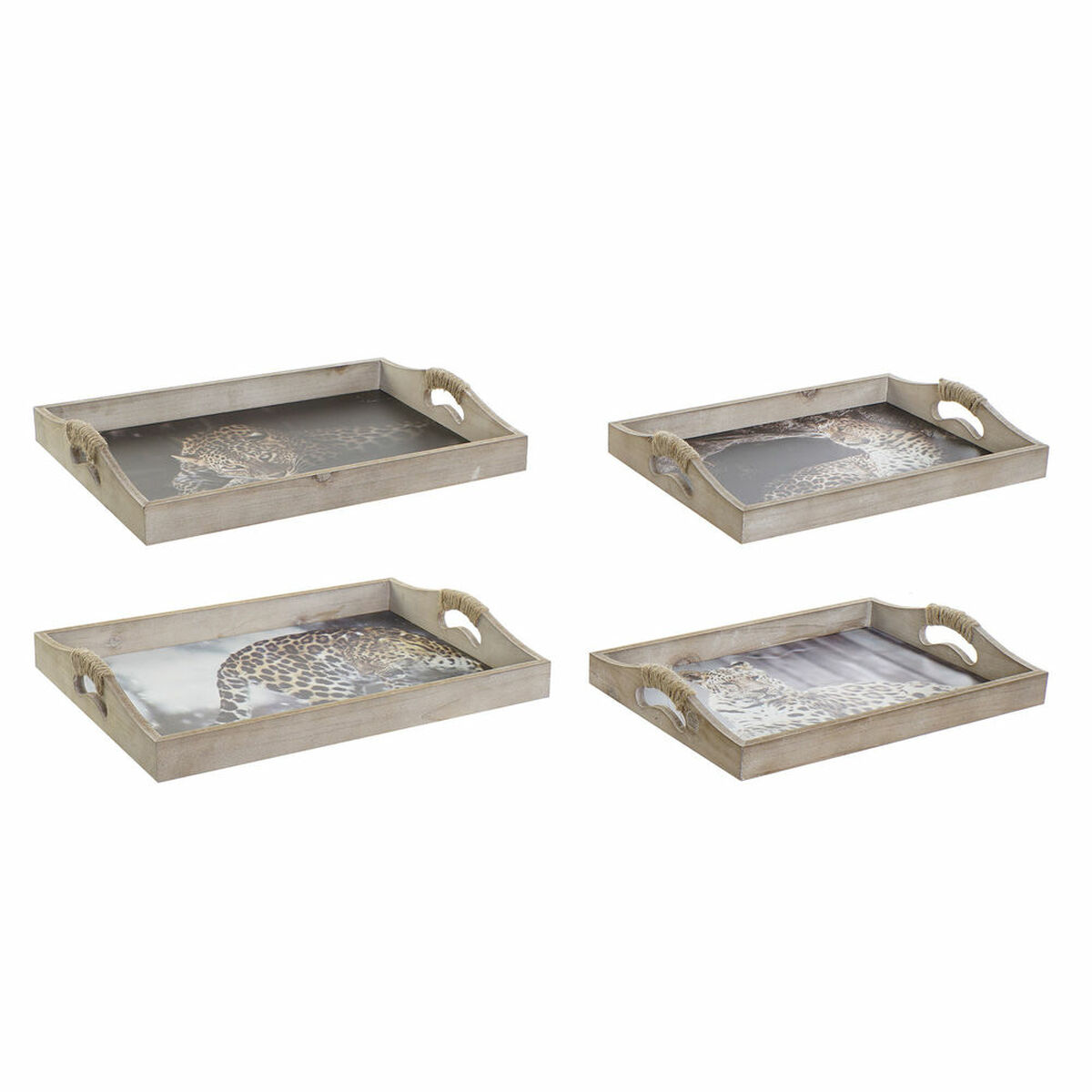 Vassoio Dkd Home Decor 40,5 X 30 X 6,5 Cm Multicolore Legno Mdf (2 Unità)
