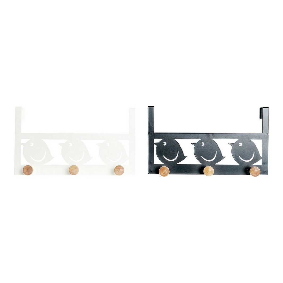 Appendiabiti Per Porte Dkd Home Decor 8424001835553 Uccelli Bianco Nero Metallo Legno Mdf 28,5 X 9,5 X 16 Cm (2 Unità)