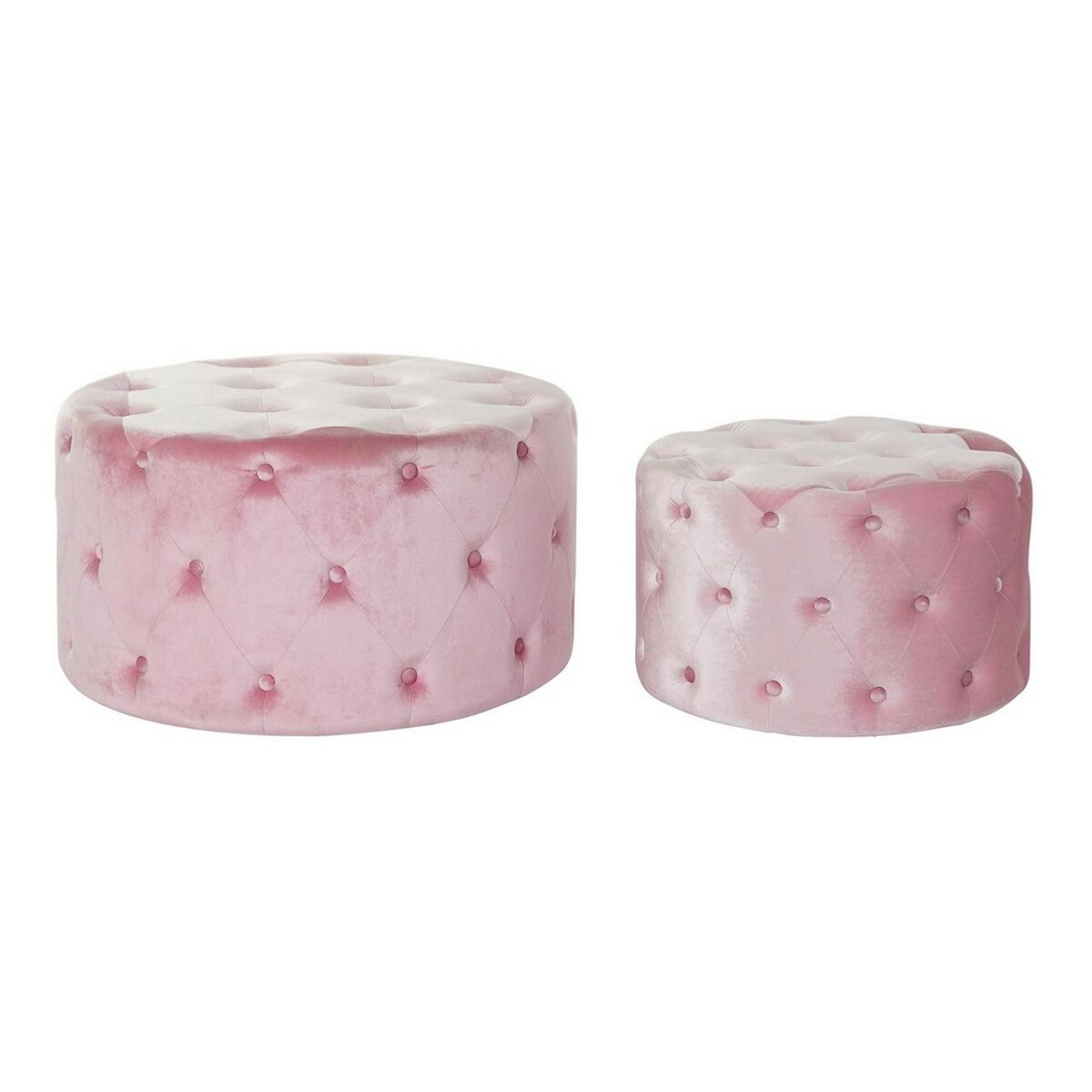Poggiapiedi Dkd Home Decor Rosa Velvet Legno Mdf Glam (2 Pcs)