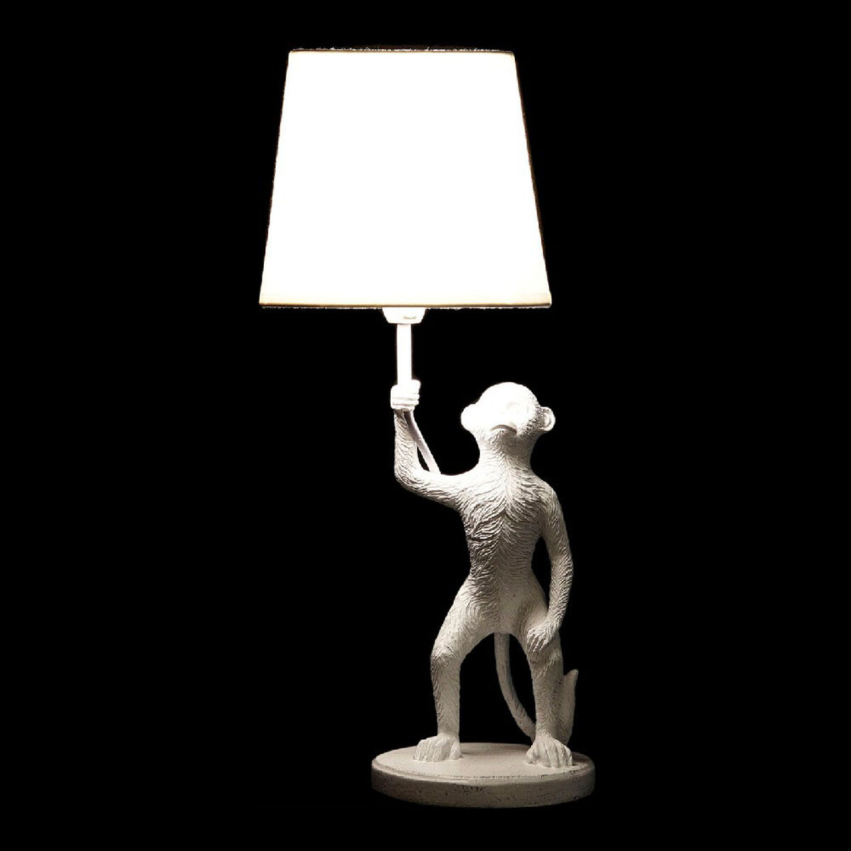 Lampada Da Tavolo Dkd Home Decor Bianco Nero Poliestere Metallo Resina 25w 220 V Scimmia (2 Pcs) (20 X 20 X 45 Cm) - Image 3