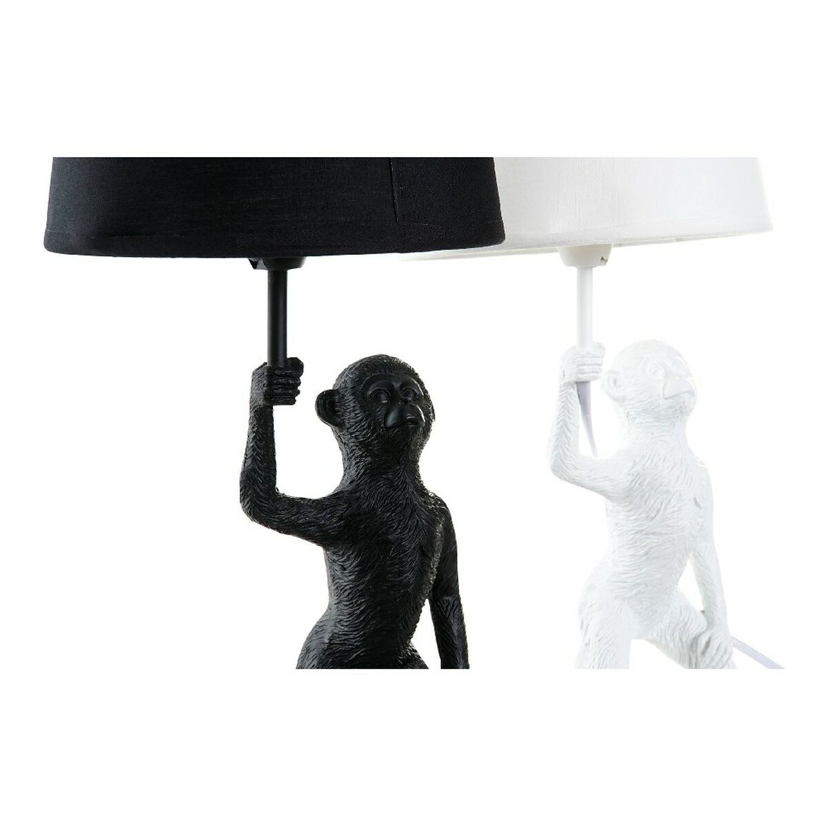 Lampada Da Tavolo Dkd Home Decor Bianco Nero Poliestere Metallo Resina 25w 220 V Scimmia (2 Pcs) (20 X 20 X 45 Cm) - Image 4