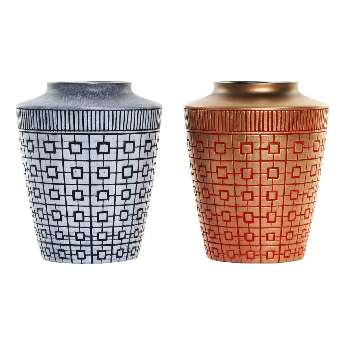 Vaso Dkd Home Decor 8424001822065 Azzurro Rosso Resina Dorato Orientale 17 X 17 X 20 Cm (2 Unità)