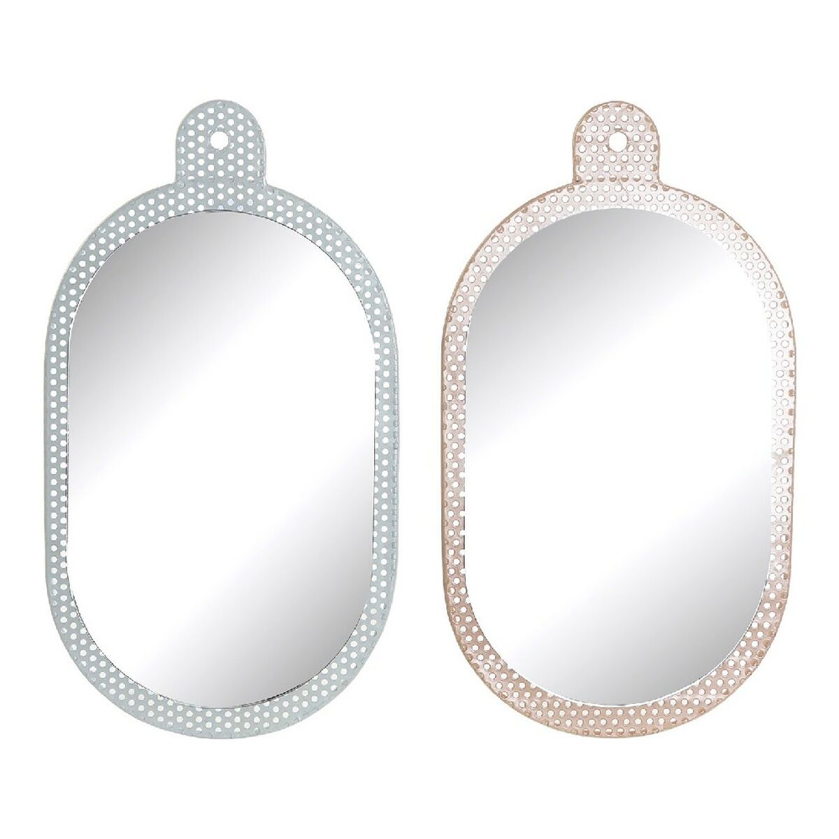 Specchio Da Parete Dkd Home Decor Bianco Rosa 22 X 1,5 X 40 Cm (2 Unità)