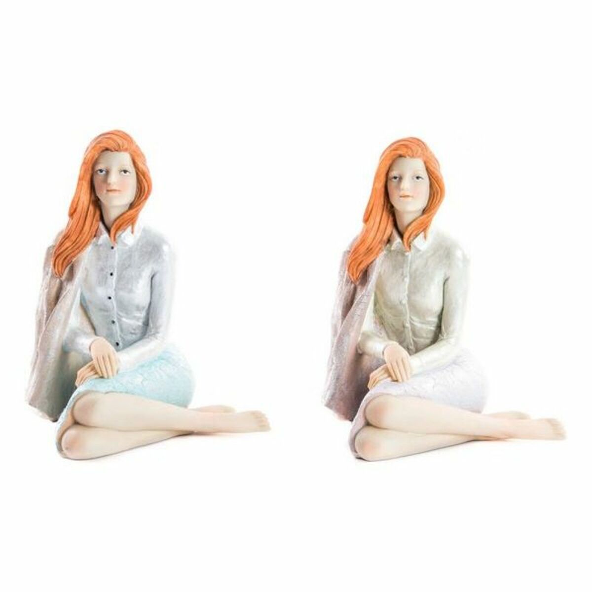Statua Decorativa Dkd Home Decor Donna Romantico 15 X 18 X 19,5 Cm (2 Unità) (2 Pezzi)