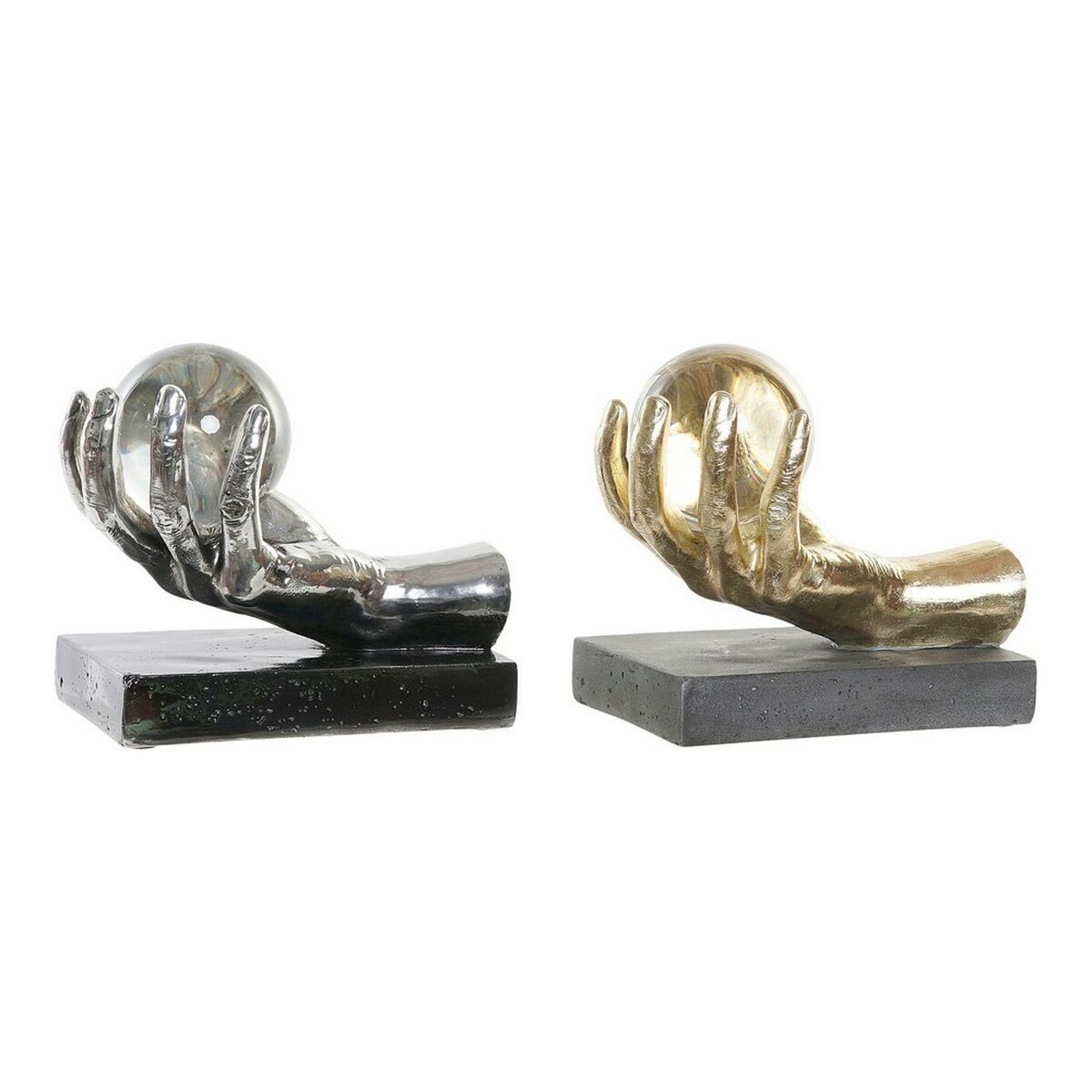 Statua Decorativa Dkd Home Decor Dorato Argentato Mano 50 Ml 20 X 14 X 18 Cm (2 Unità)