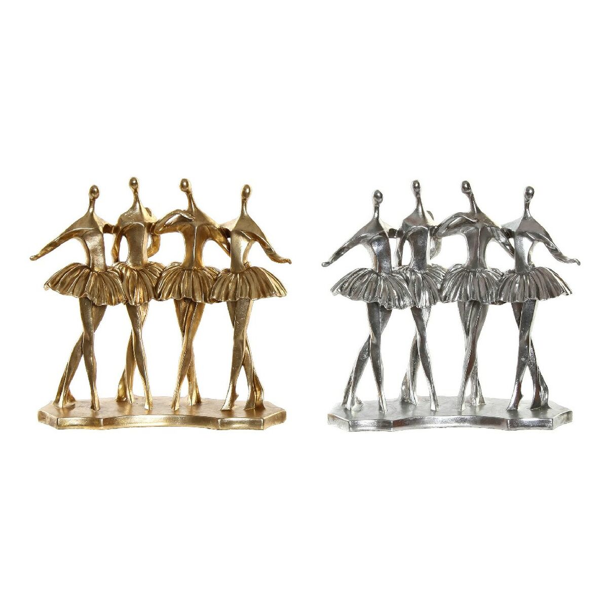 Statua Decorativa Dkd Home Decor Dorato Argentato Ballerina Classica 33,5 X 14,5 X 32 Cm (2 Unità)