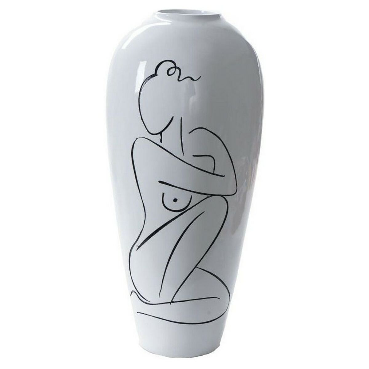 Vaso Dkd Home Decor Abstract Bianco Resina Moderno (34 X 34 X 73.5 Cm)