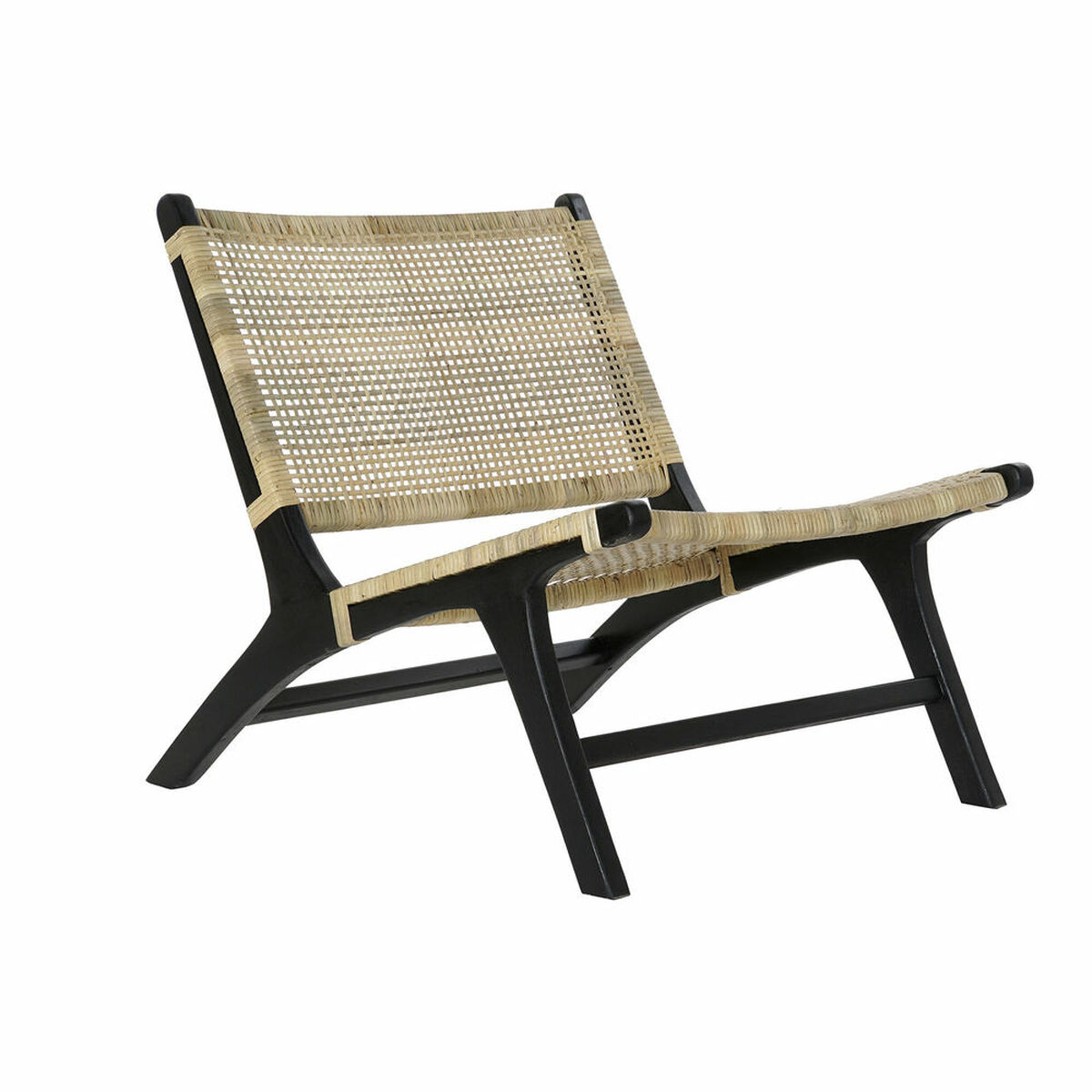 Poltrona Dkd Home Decor Nero Naturale Legno Teca 65 X 78 X 68 cm