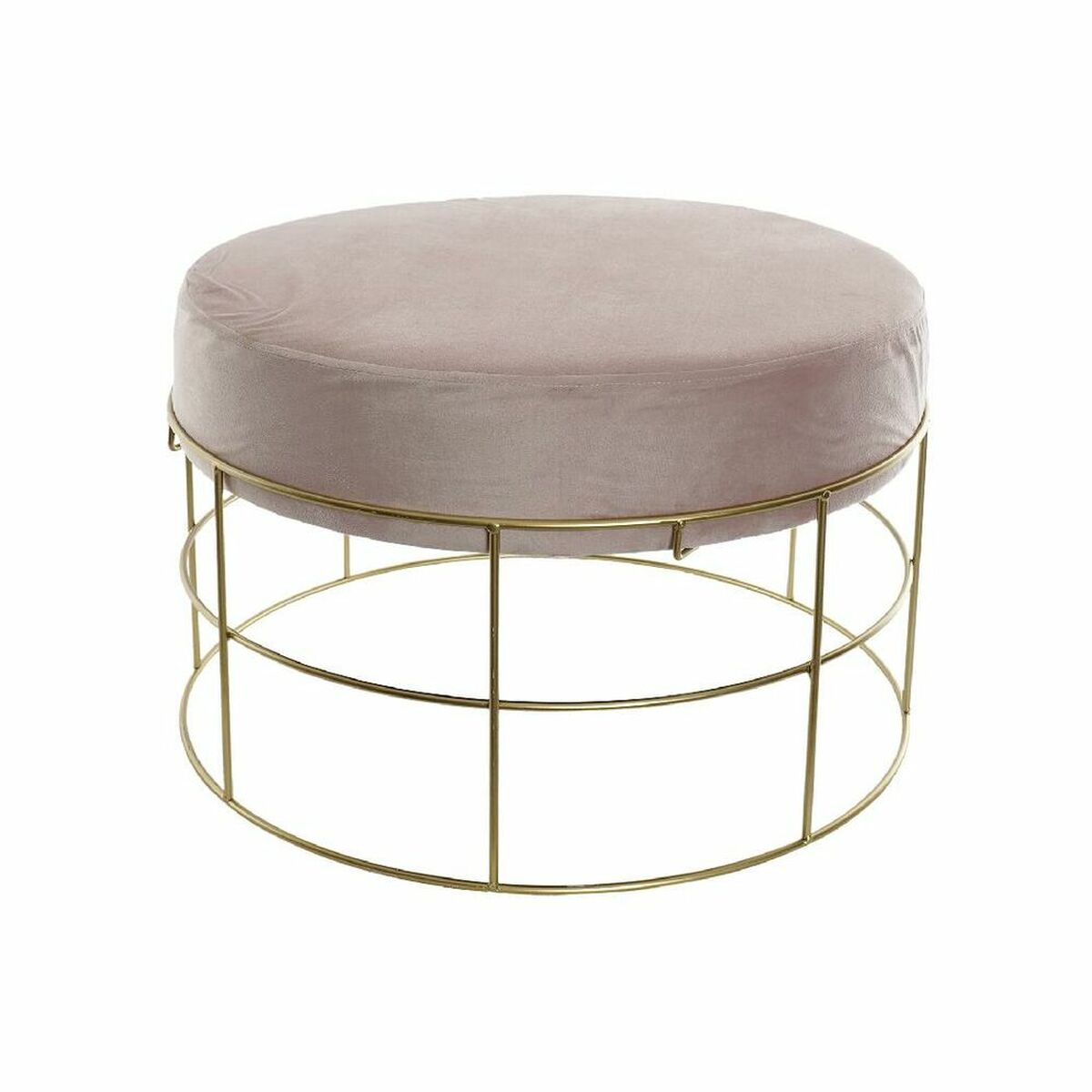 Poggiapiedi Dkd Home Decor Dorato Metallo Poliestere Rosa Chiaro (60 X 60 X 37.5 Cm)