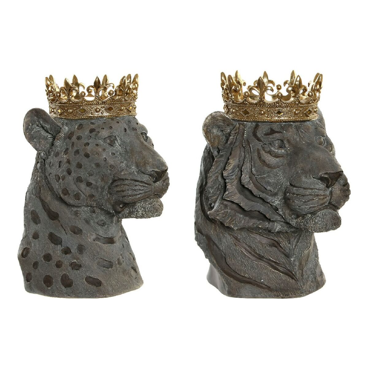Statua Decorativa Dkd Home Decor Grigio Dorato Coloniale Animale 27,5 X 23,5 X 33 Cm (2 Unità)