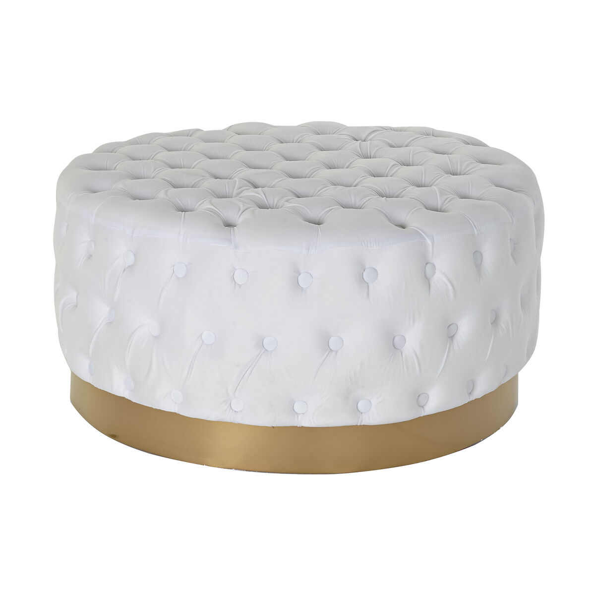 Poggiapiedi Dkd Home Decor Bianco Poliestere Legno Mdf (78 X 78 X 40 Cm)