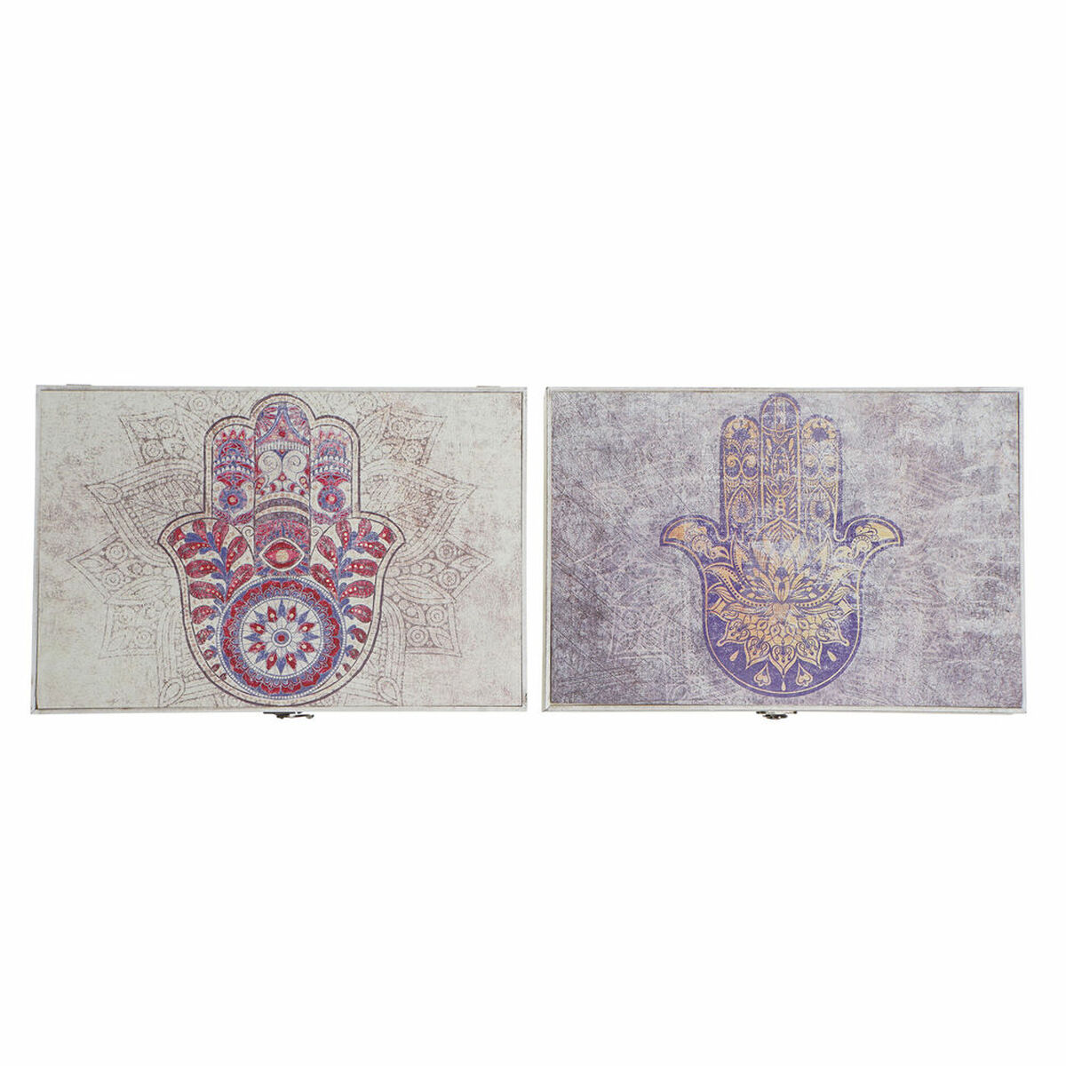 Armadietto Portachiavi Dkd Home Decor Beige Grigio Tela Legno Mdf 2 Unità 46,5 X 6 X 31,5 cm