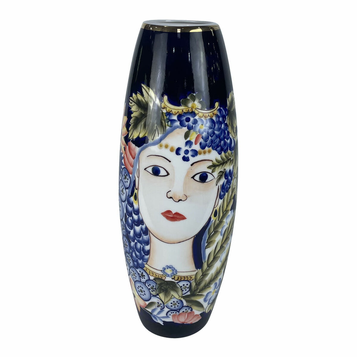 Vaso Dkd Home Decor 14 X 14 X 39 Cm Viso Porcellana Azzurro Multicolore
