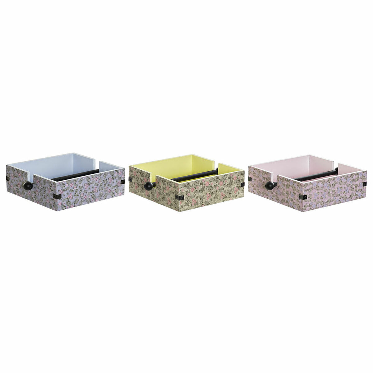 Portatovagliolo Dkd Home Decor Azzurro Verde Rosa Metallo Legno Mdf 3 Pezzi 22 X 18 X 6 cm