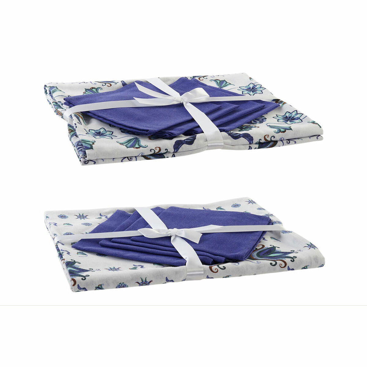 Tovaglia E Tovaglioli Dkd Home Decor Azzurro Bianco 150 X 150 X 0,5 Cm (2 Unità)