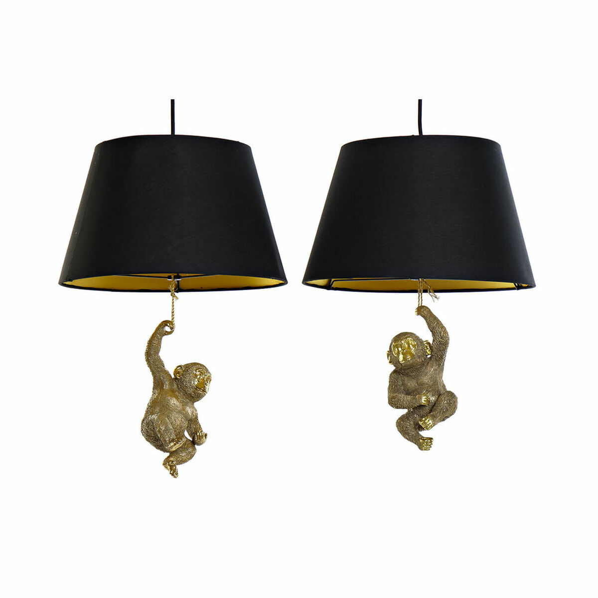 Lampadario Dkd Home Decor 35,5 X 35,5 X 51 Cm Dorato Resina Coloniale 220 V 50 W Scimmia (2 Unità)